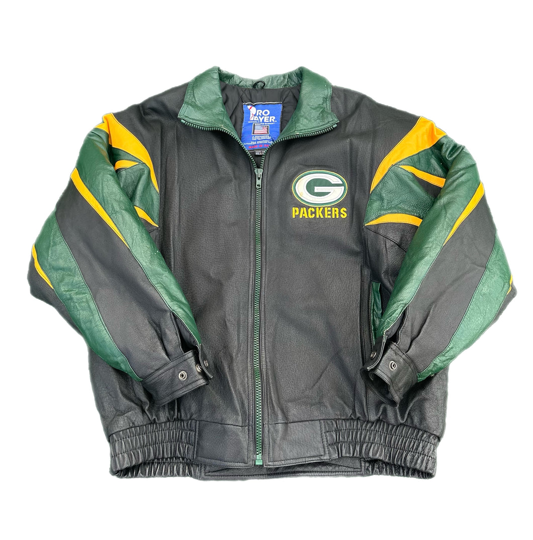 Vintage Green Bay Packers Pro Player Jacket SZ XXL NFL 90's Leather