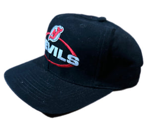 New Jersey Devils NHL Logo 7 Vintage 90's Oval Spell Out Strapback Cap Hat