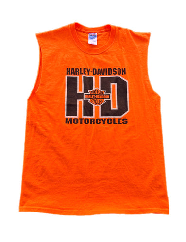 Vintage Harley Davidson Shirt Adult L Large Orange Mens 2003 Y2K Sleeveless