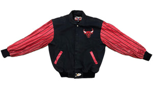 Vintage 90s Chicago Bulls Jeff Hamilton Leather Wool Coat Jacket L Large Jordan