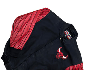 Vintage 90s Chicago Bulls Jeff Hamilton Leather Wool Coat Jacket L Large Jordan