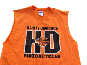 Vintage Harley Davidson Shirt Adult L Large Orange Mens 2003 Y2K Sleeveless
