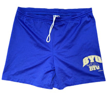 Load image into Gallery viewer, Vintage 1997 BYU COUGARS Men’s Blue Mesh BASKETBALL SHORTS Med Champion Style