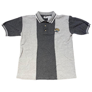 Vintage Jacksonville Jaguars Striped Polo Shirt Size M Gray Embroidered NFL