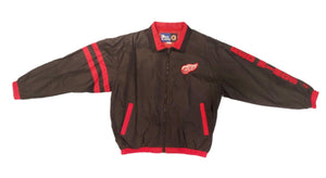 Vintage Pro Player Detroit Red Wings Windbreaker Jacket Mens Large Black NHL